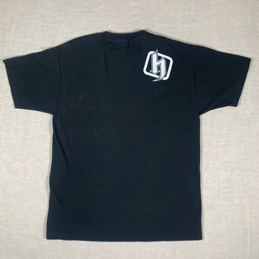 Hostility Graphic T-Shirt Mens Medium Black Excellent Script Logo Streetwear - Picture 4 of 6